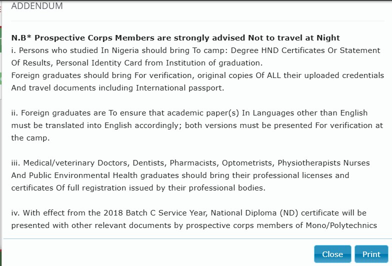 NYSC Addendum